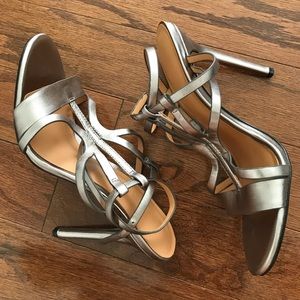 Halston silver strapping sandals